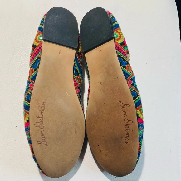 SAM EDELMAN Sz 9 Felicia Boho Embroidered Almond Toe Ballet Flats - Picture 10 of 12